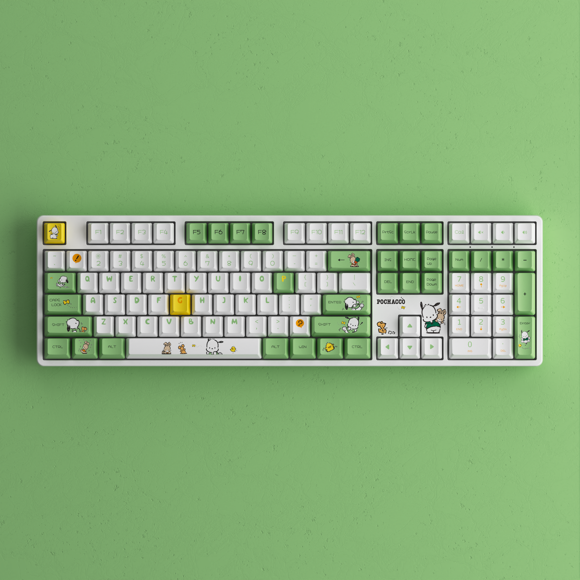 Pochacco Green 5108B Plus Keyboard in the green background
