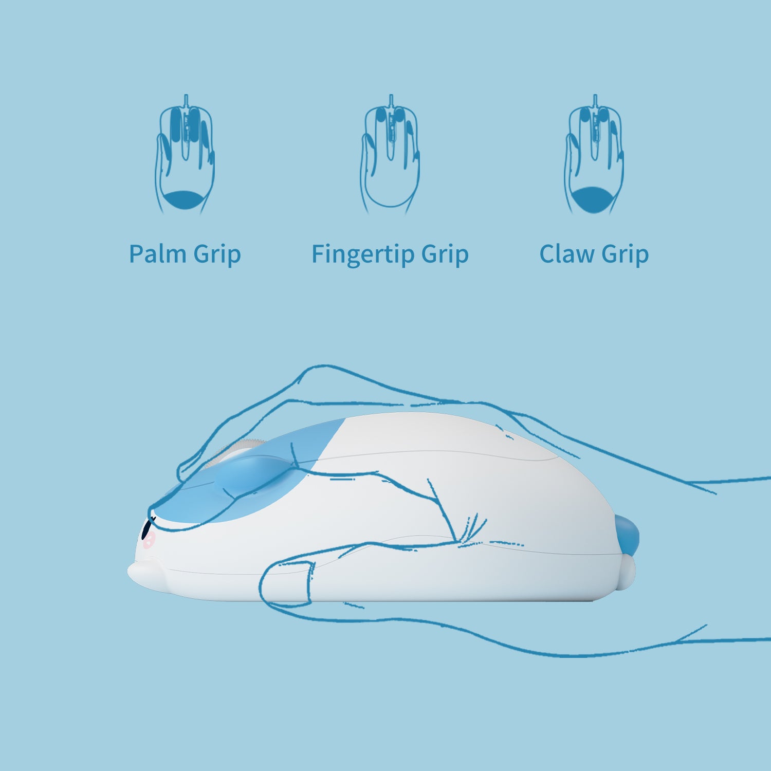 Akko-Blue-and-White-Cat-Mouse-Ergonomically-Design