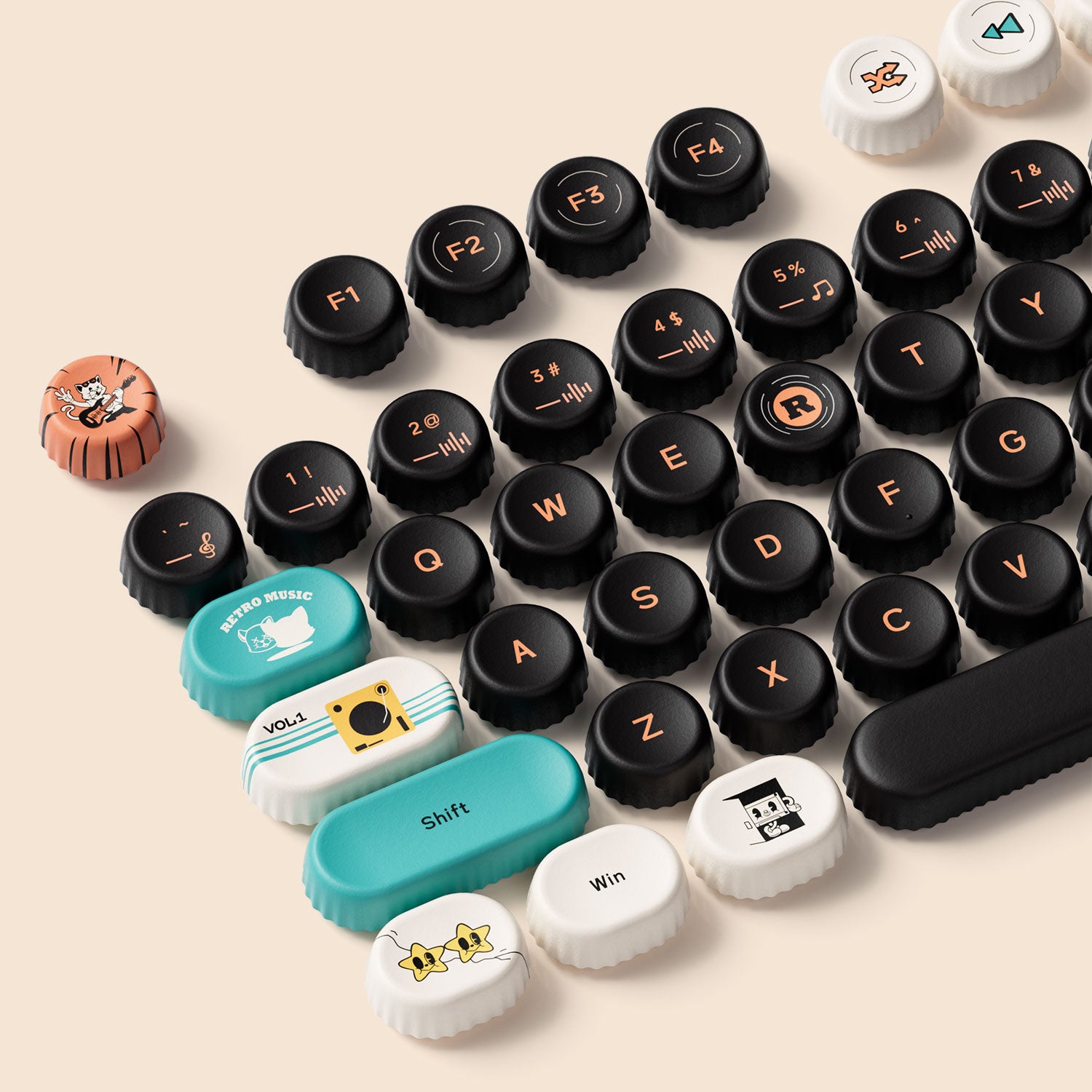 Akko-BottleCap-Punk-Cat-Keycaps-Set