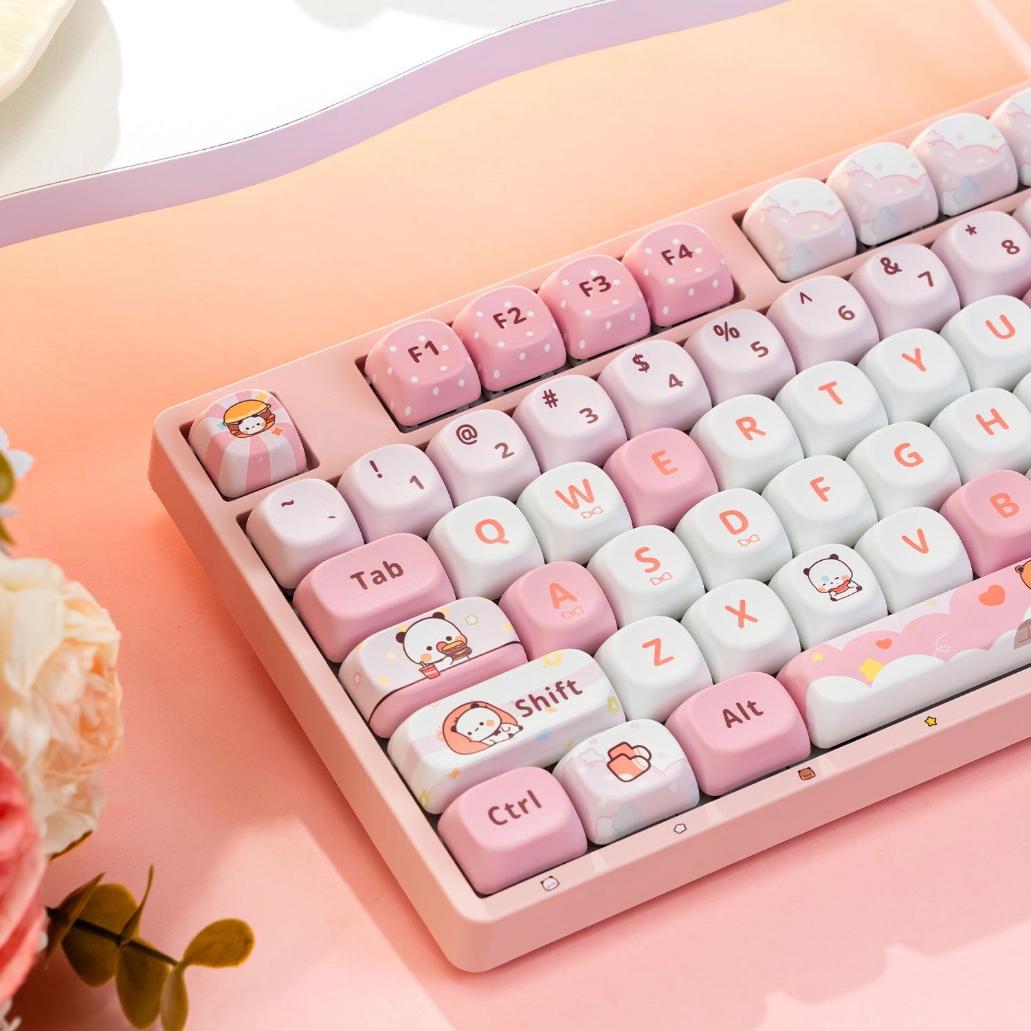 Akko Dudu and Bubu 5108B Pink Full Size Keyboards Left