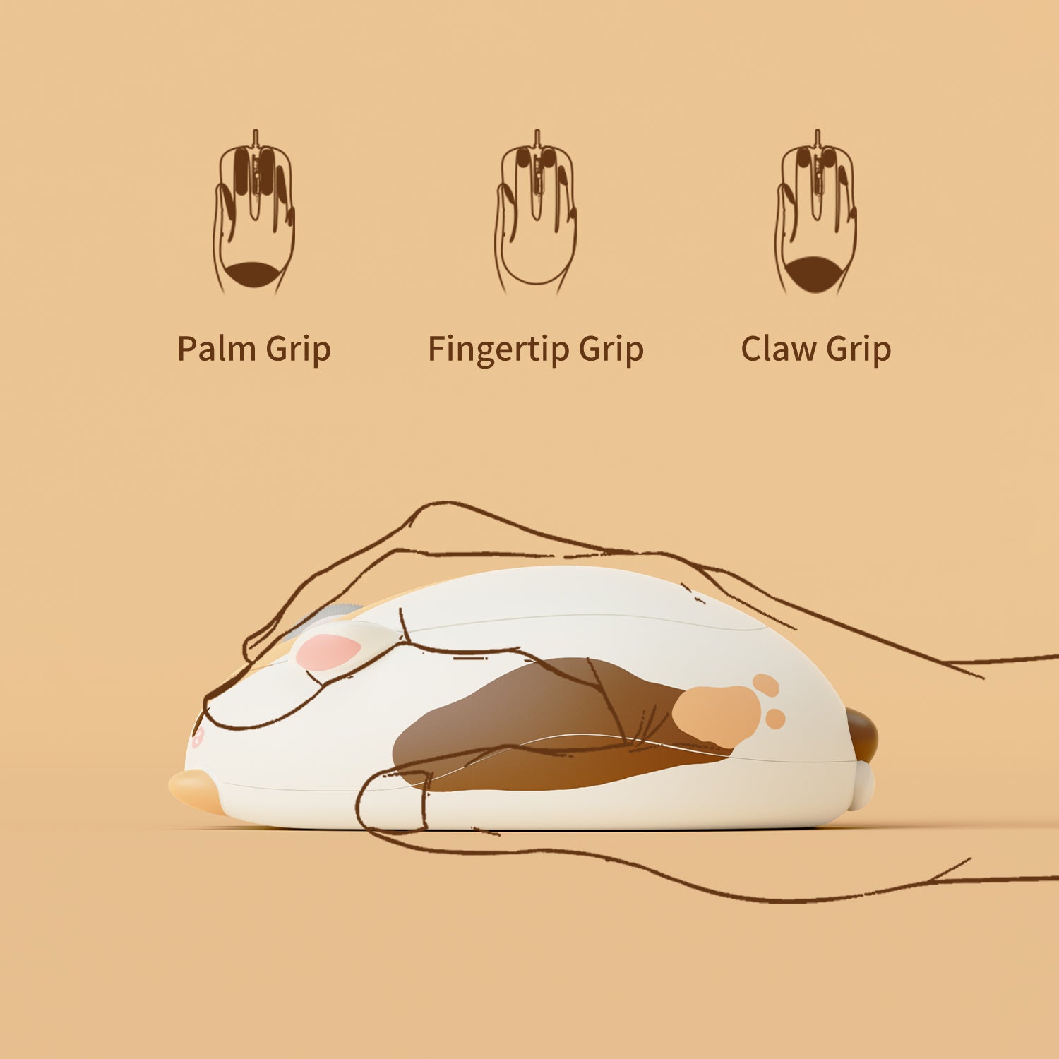Akko-Calico-Cat-Mouse-Ergonomically-Design