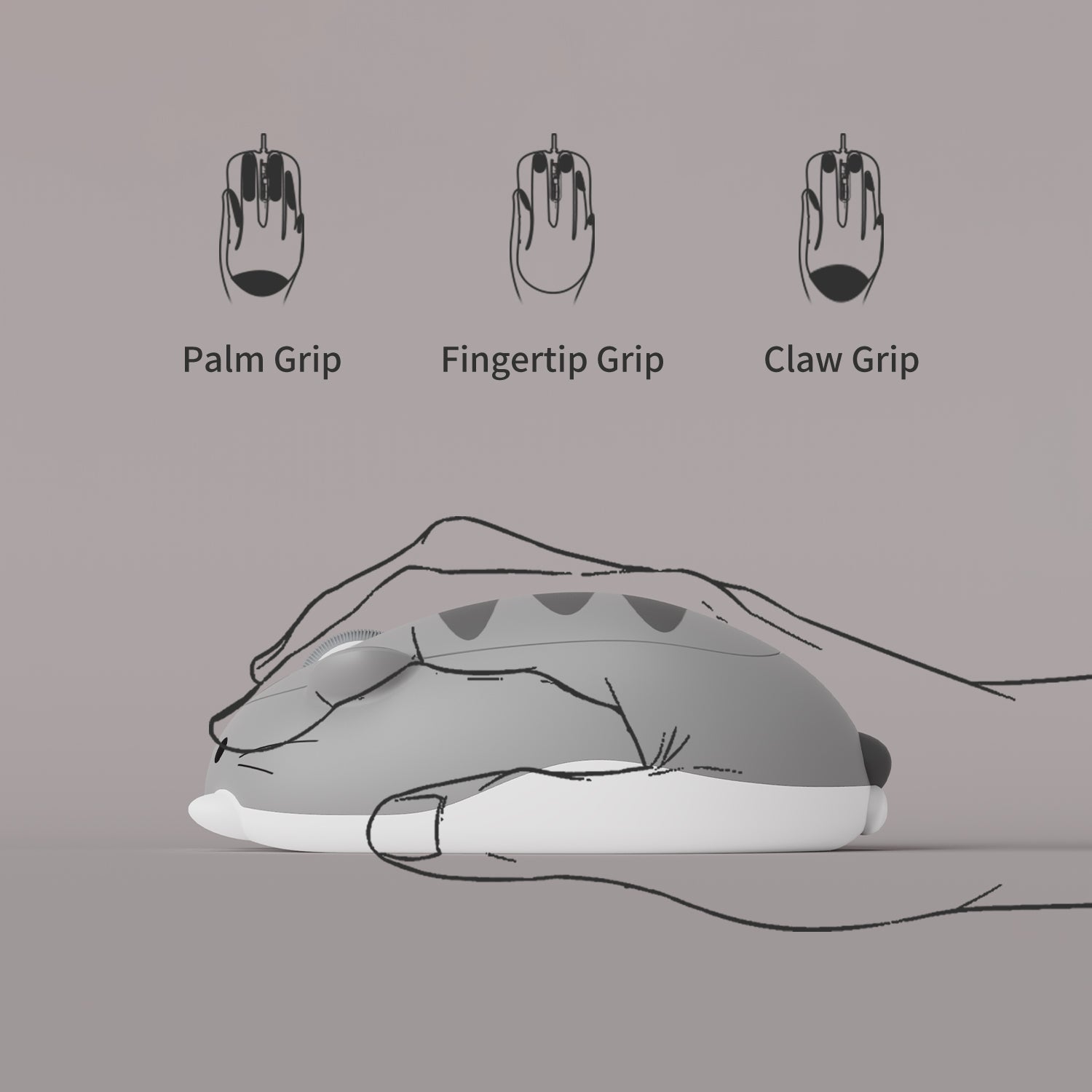 Akko-Cat-Theme-Mouse-Gray-MIMO-Ergonomically-Design