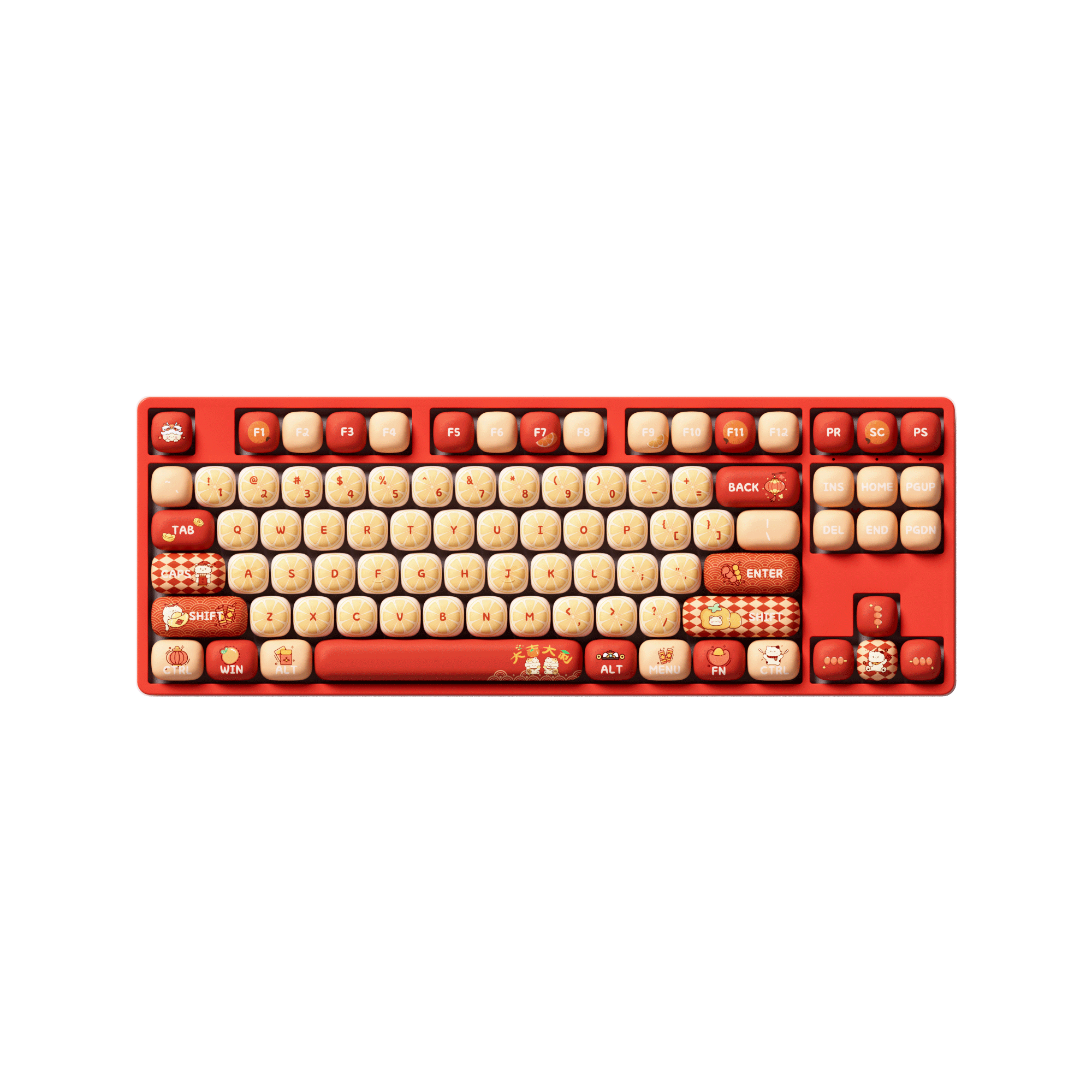 Lucky Tangerine Keycap Set on the 80% Size Keyboard