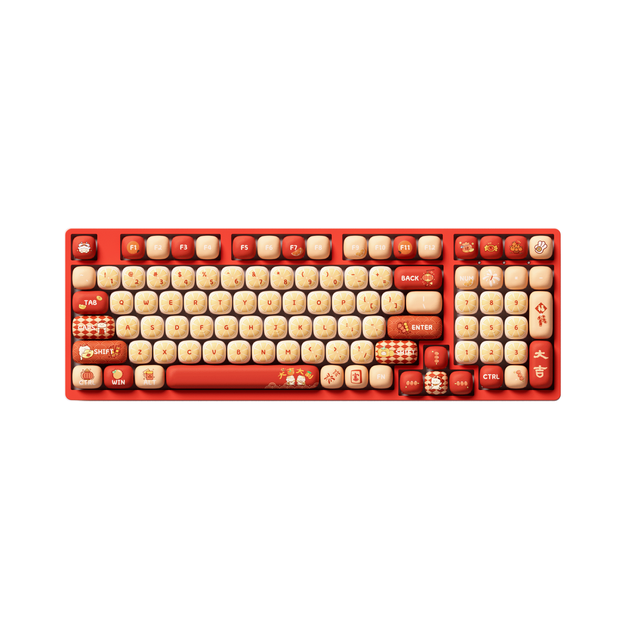 Lucky Tangerine Keycap Set on the 98 Size Keyboard