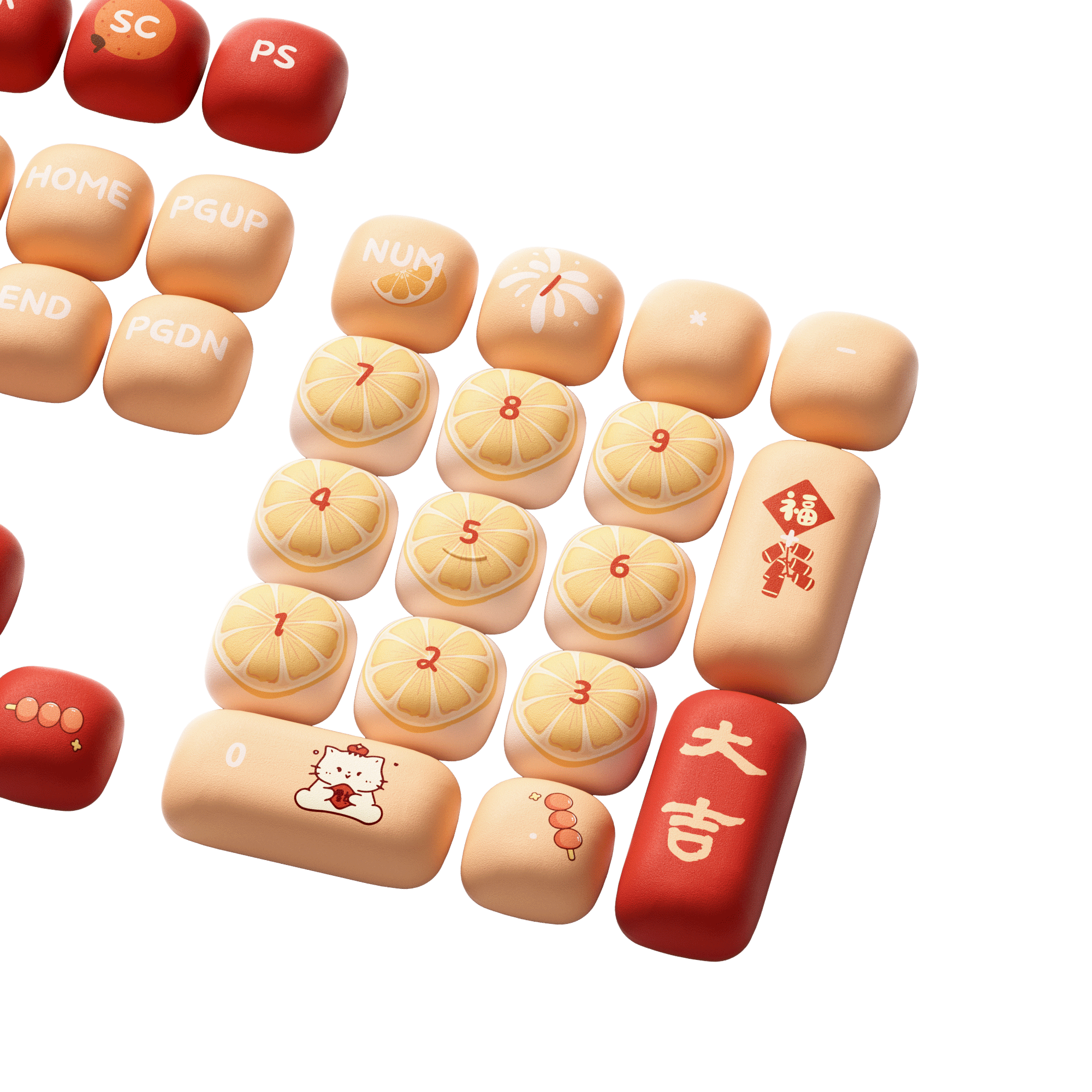 Lucky Tangerine Keycap Set Number Key Details