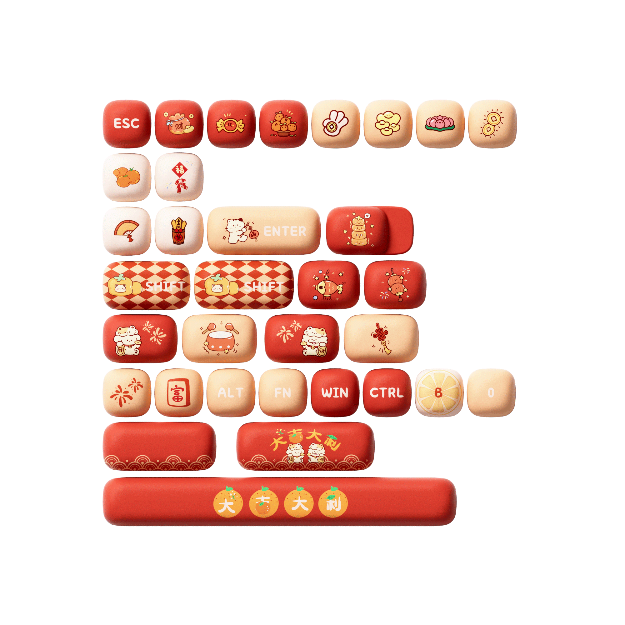 Lucky Tangerine Keycap Set Special Keys Details