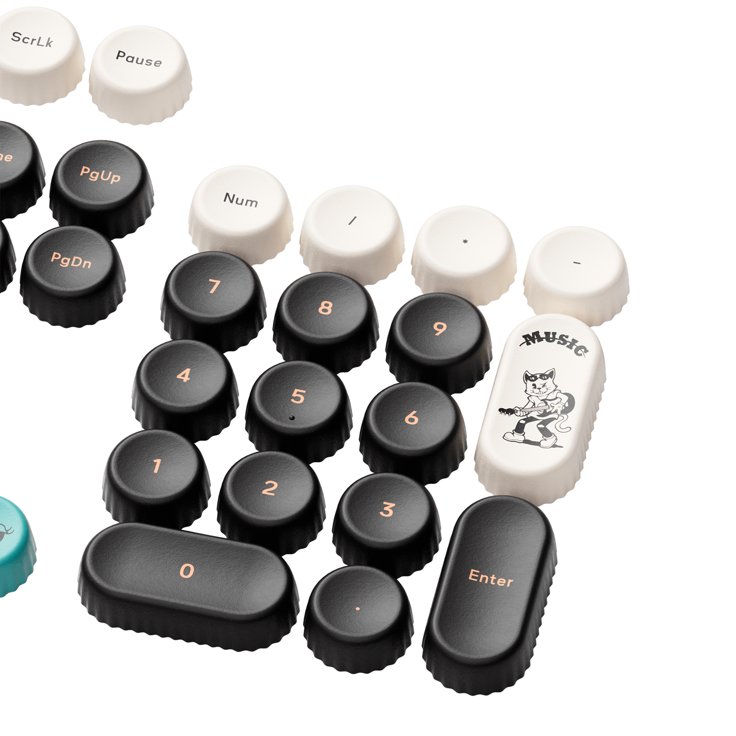 Akko Punk Cat BottleCap Keycaps Set Numberpad Key Details