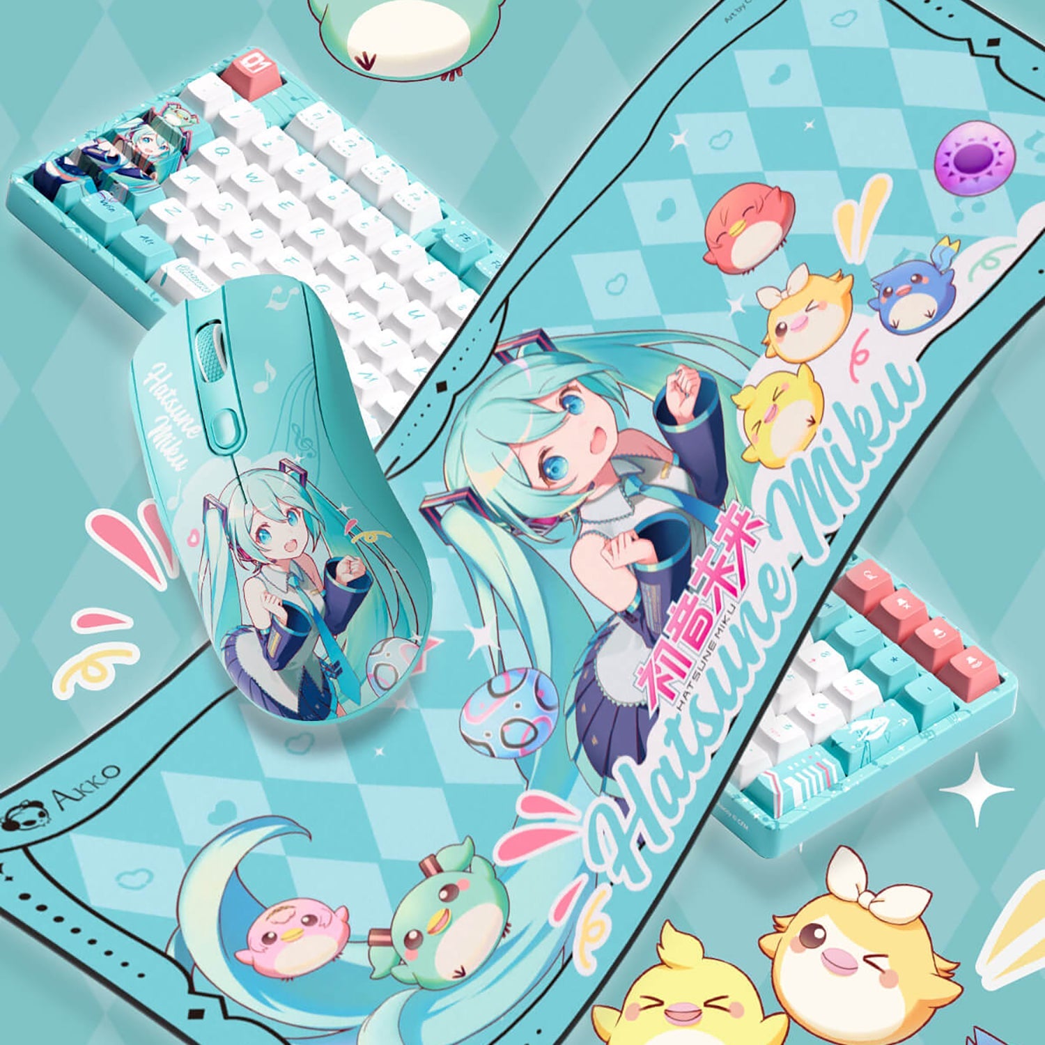 Akko AG ONE 3950 8K Hatsune Miku Gaming Mouse  Keyboard and MousePad