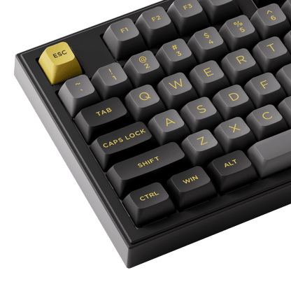 5098B Mechanical Keyboard with Screen Black Gold Theme ANSI Layout Keycap Details