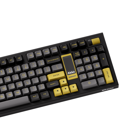 5098B Mechanical Keyboard with Screen Black Gold Theme ANSI Layout Keycap Details