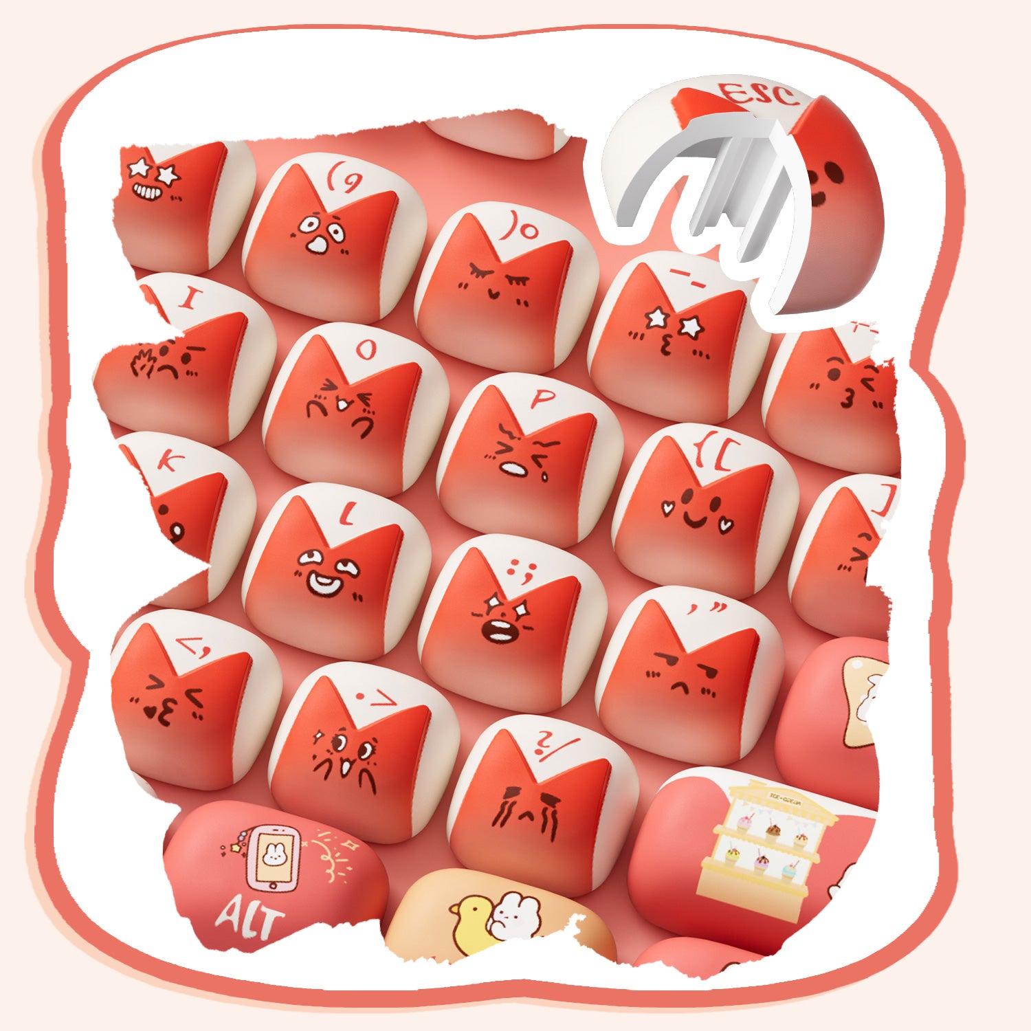 Akko-Bunny-Apple-Keycap-Set