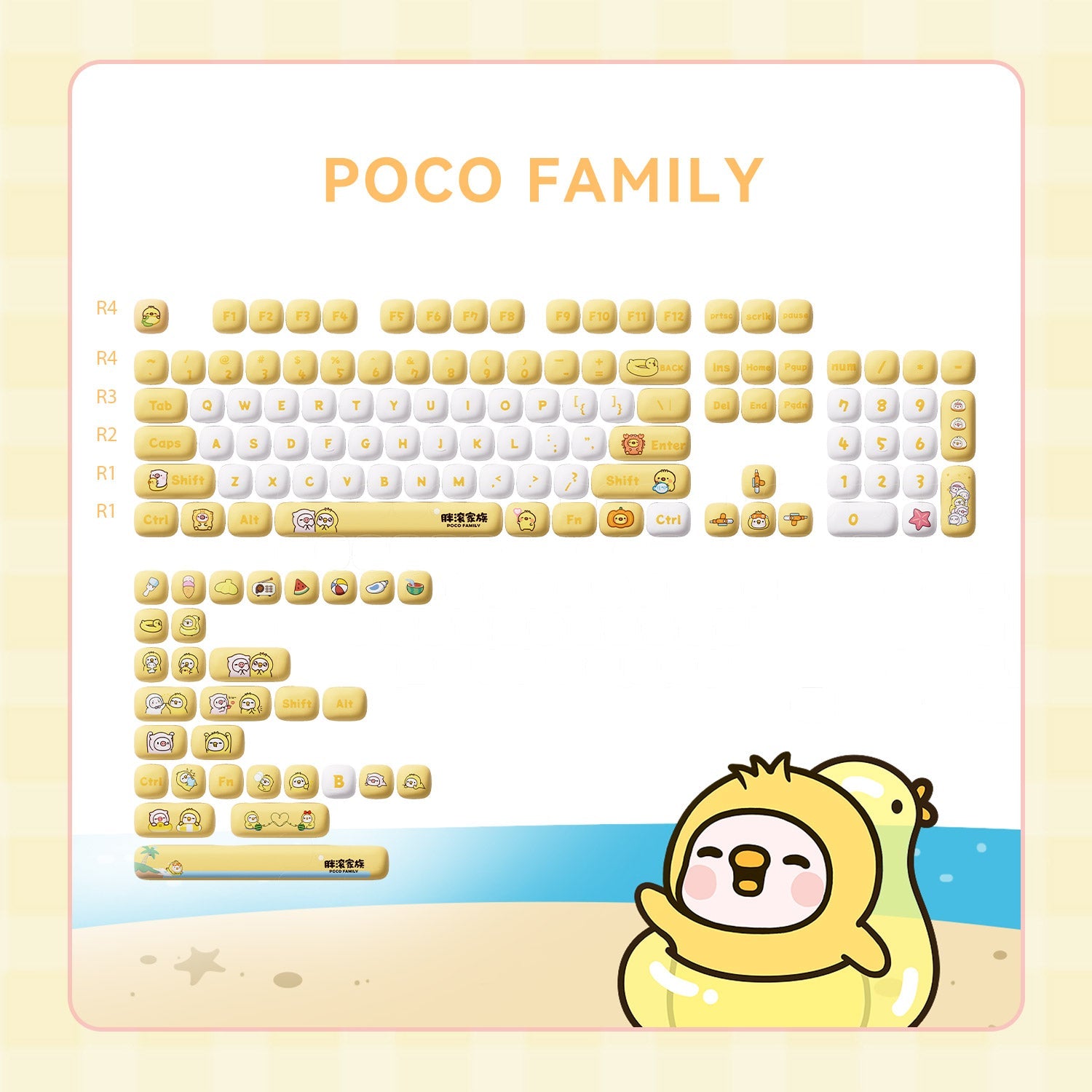 POCO Family - POCO Duck Keycap Set  PBT Dye-sub
