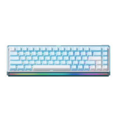 Akko Ray68 HE Magnetic Keyboard Misty Blue Front Details