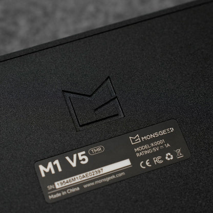Close-up of a black MonsGeek M1 V5 HE Magnetic Keyboard