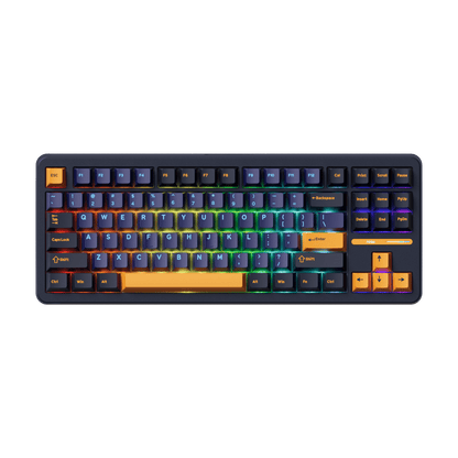 Akko TAC87 Mechanical keyboard with RGB lighting on a black background